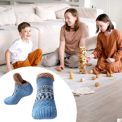 Cozy Non-Slip Fleece Winter Slippers for Couples - Warm Knitted Indoor Socks for Home and Bedroom