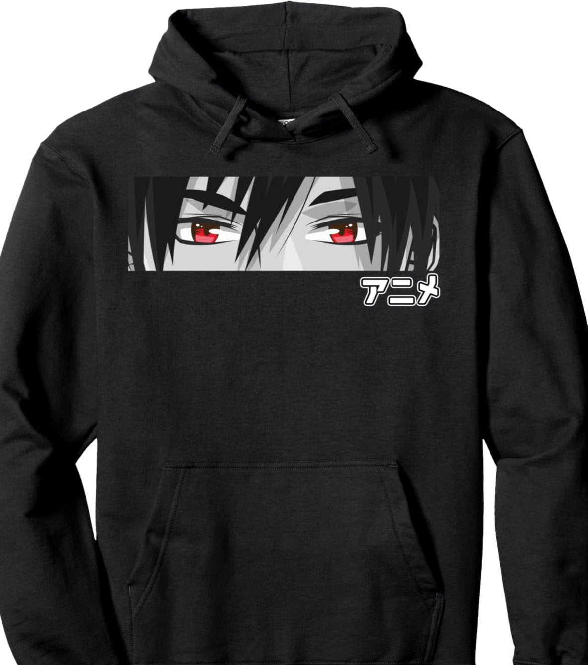 "Anime" in Japanese Characters Kawaii Eyes Face Pullover Hoodie