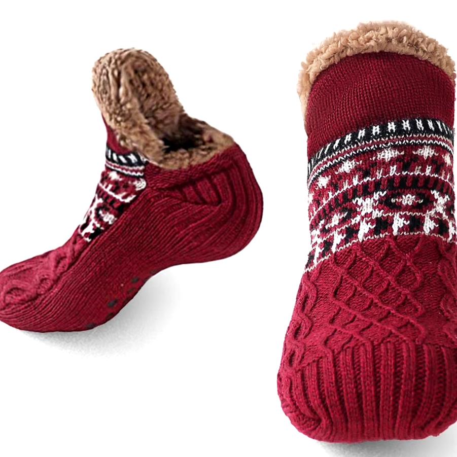 Cozy Non-Slip Fleece Winter Slippers for Couples - Warm Knitted Indoor Socks for Home and Bedroom