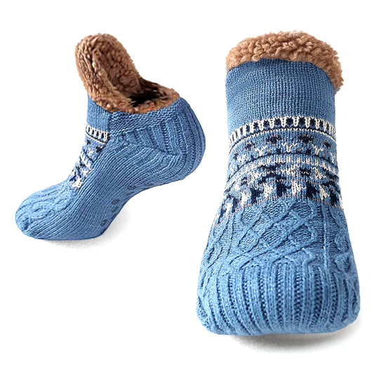 Cozy Non-Slip Fleece Winter Slippers for Couples - Warm Knitted Indoor Socks for Home and Bedroom